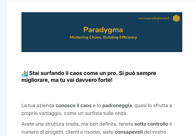 Esempio di mail di risposta con feedback riguardo l’assessment