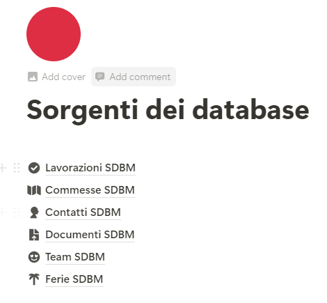 Sorgenti dei database