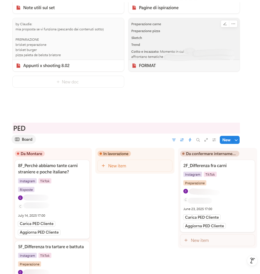 Parte del template del database progetti