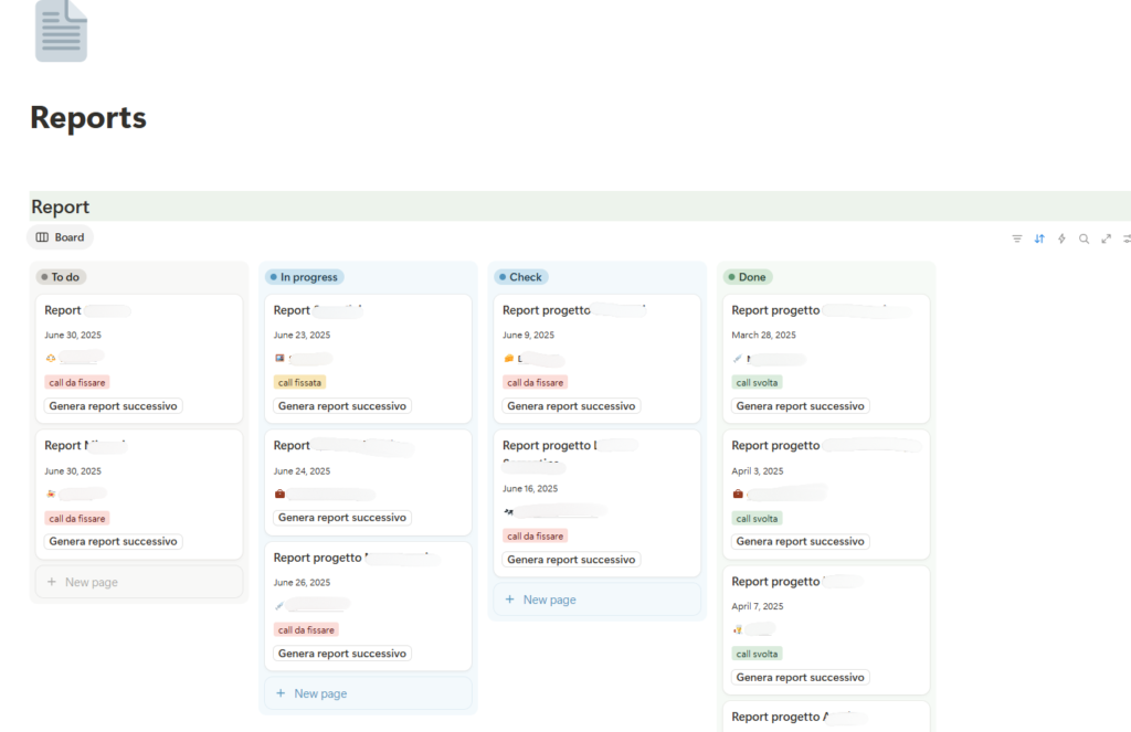 Subpage reports