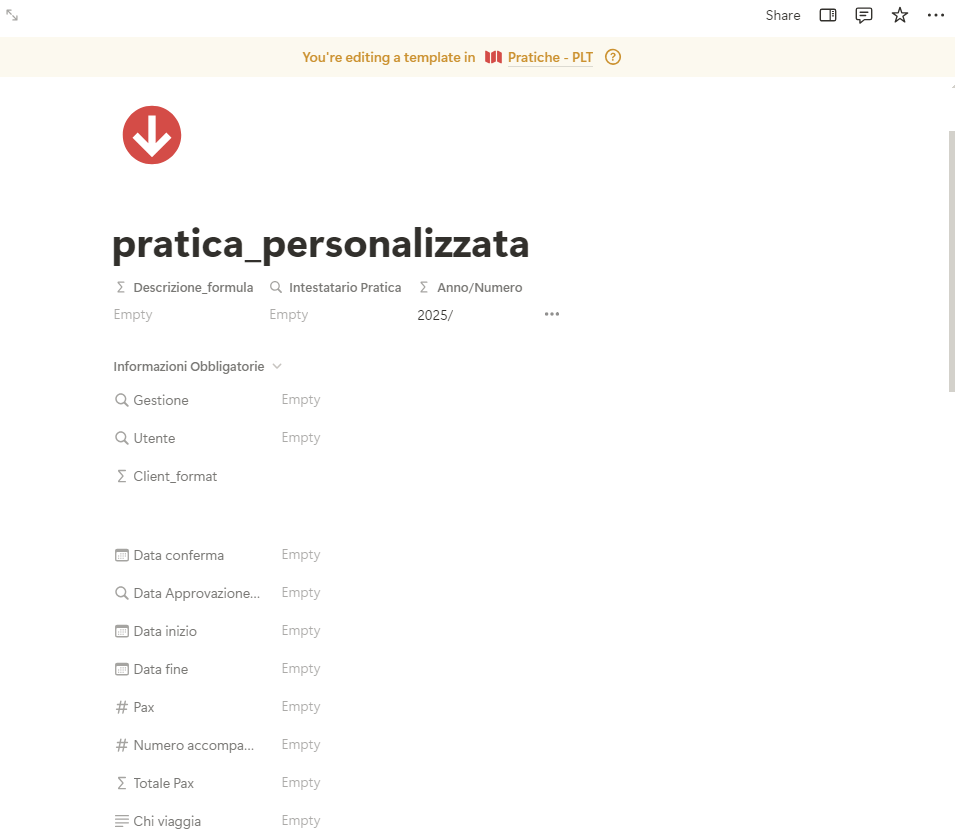 parte del template della pratica