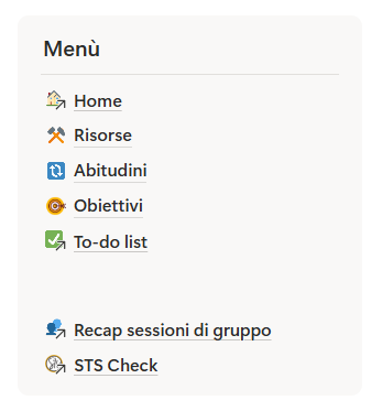 Menù di navigazione del sistema