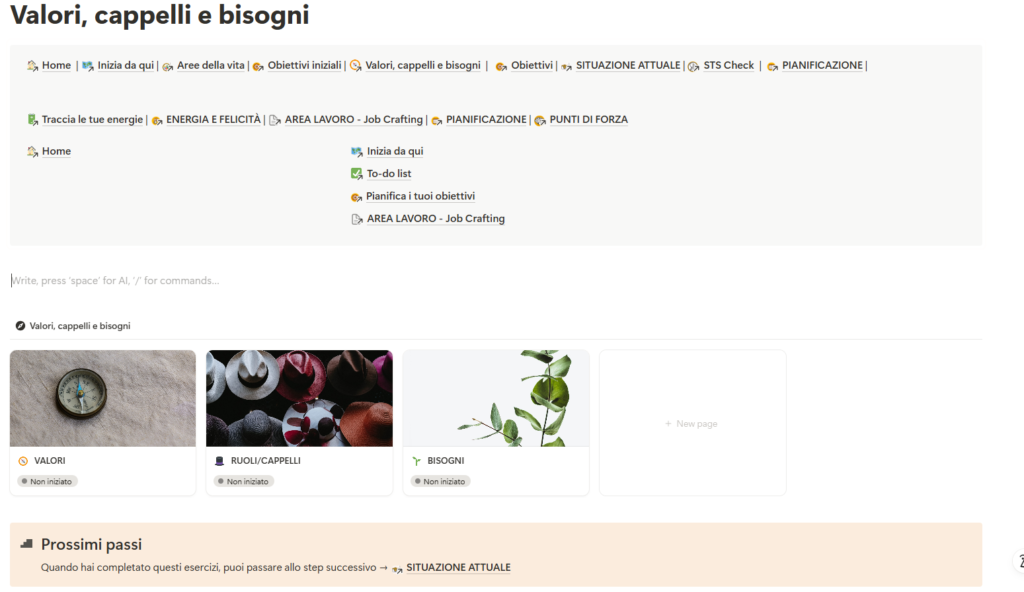 Pagina “valori, cappelli, bisogni”