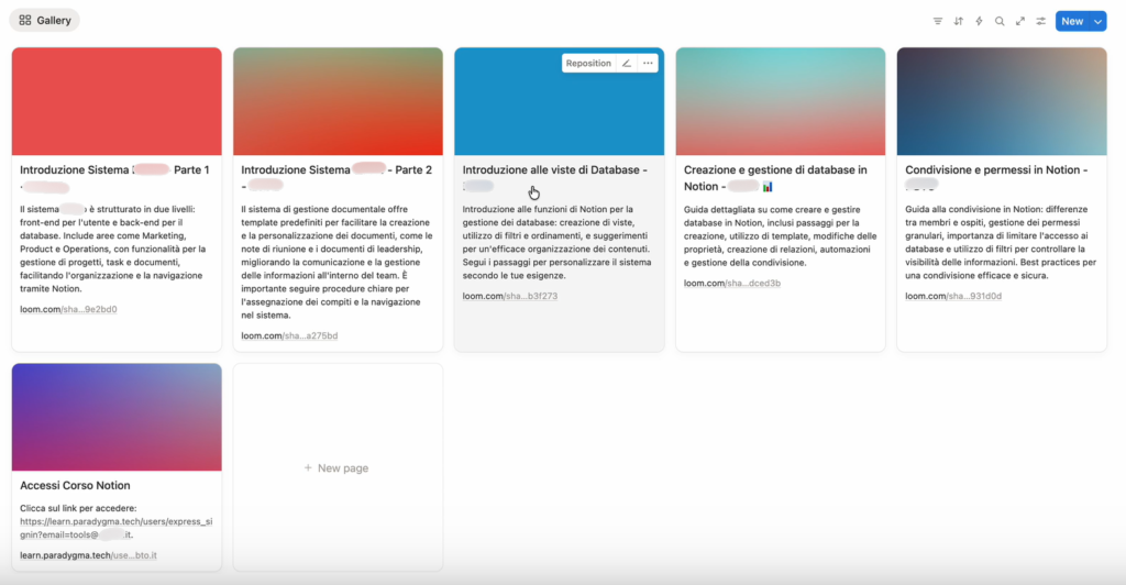 Sistema di video tutorial e formazione per il team